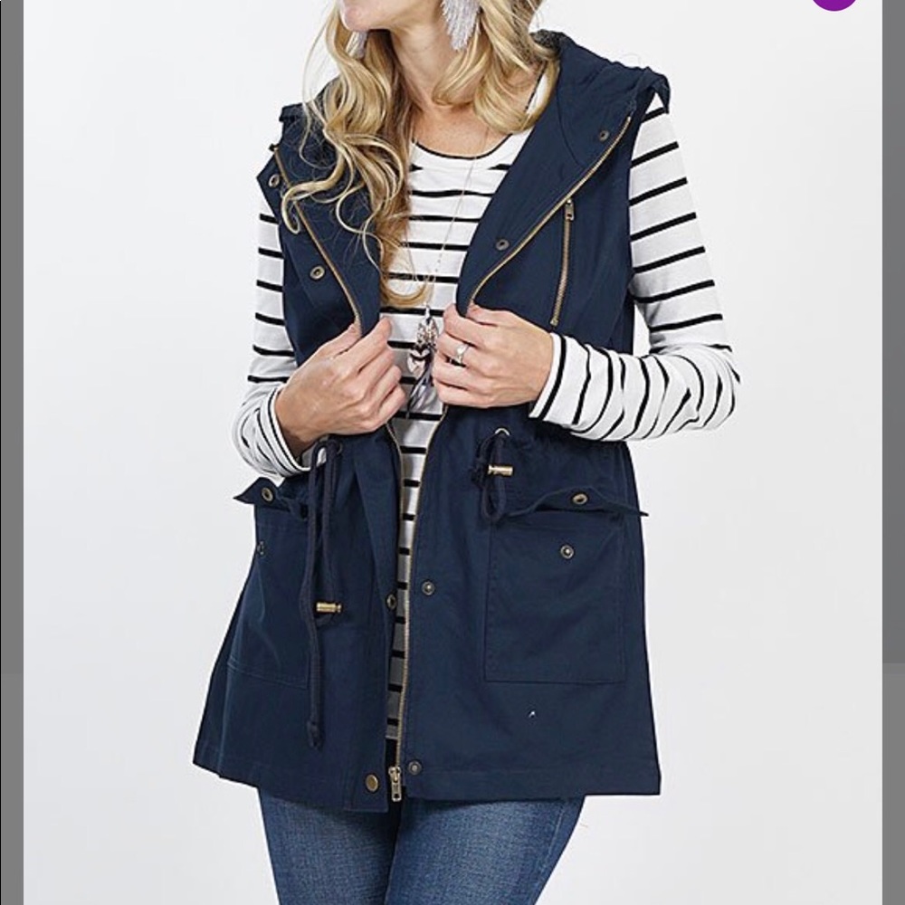 Navy Hooded Military Vest